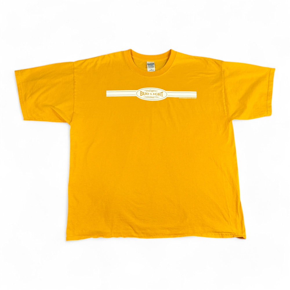 Vintage Bud Light Shirt Adult XXL 2XL Yellow Original Light Beer Y2K Spell Out